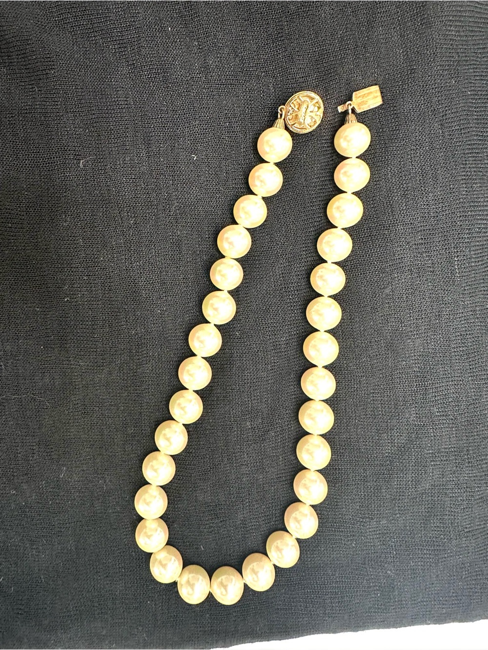Pearl Bead Necklace with Gold-Tone Accents